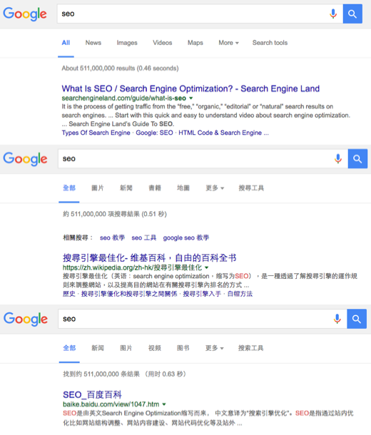 Google Hong Kong SERP